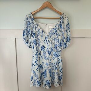 Sugar Lips Mallorca Floral Everheart Romper Women’s Large Antique Blue Lined